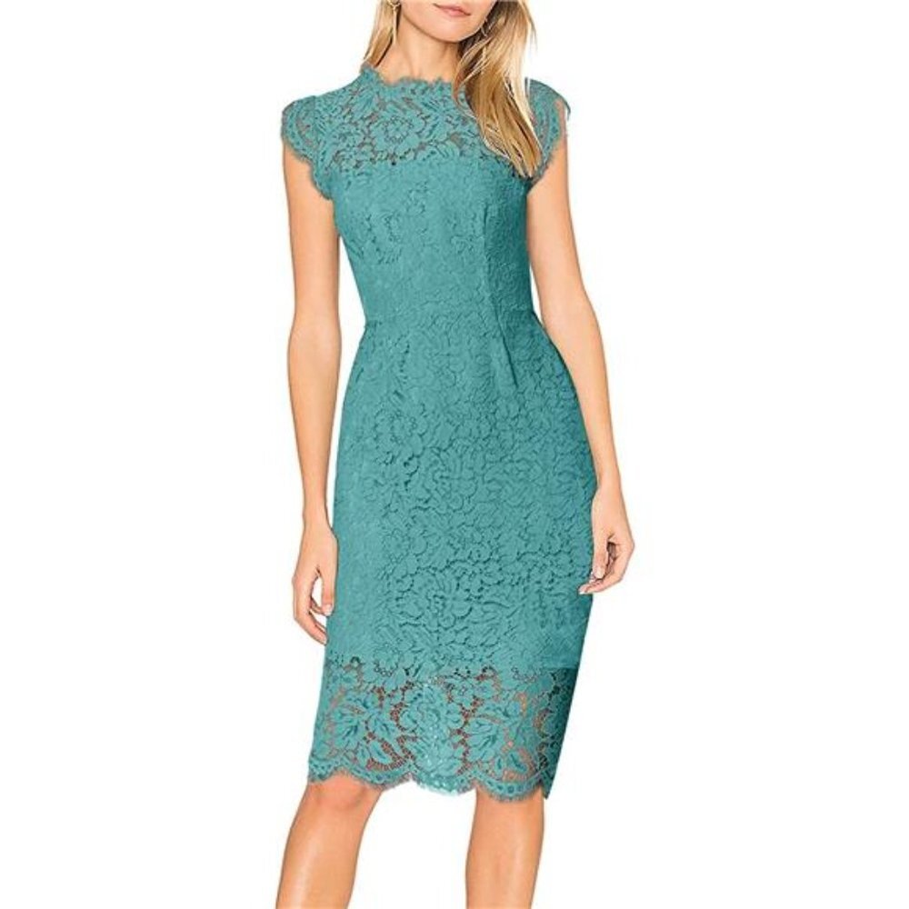 Women's Sleeveless Lace Floral Elegant Cocktail Dress
